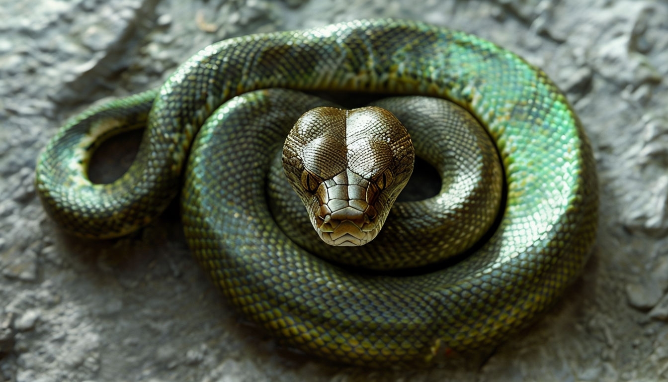 Realistic Coiled Snake Overhead View Background Image for Virtual Backgrounds
