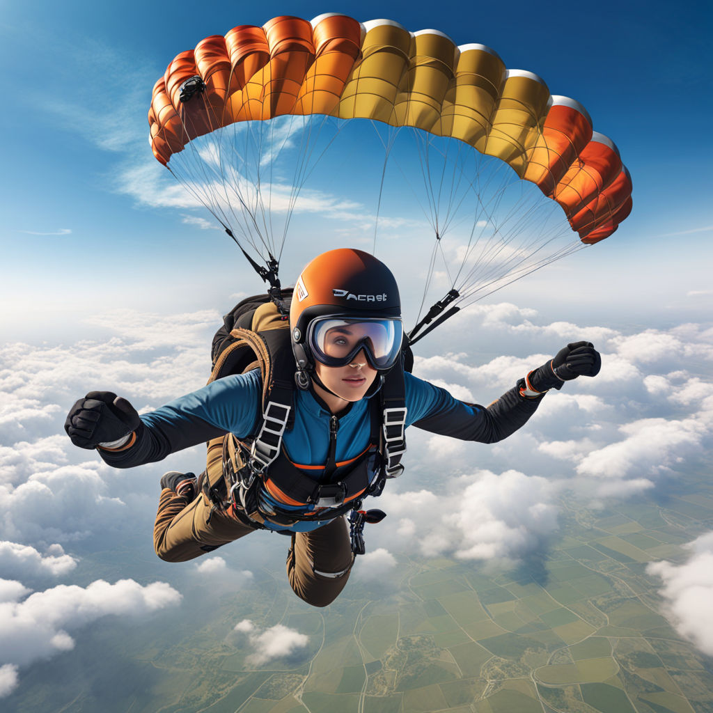 Female skydiver in flight with an open parachute by Sofia Russu ...