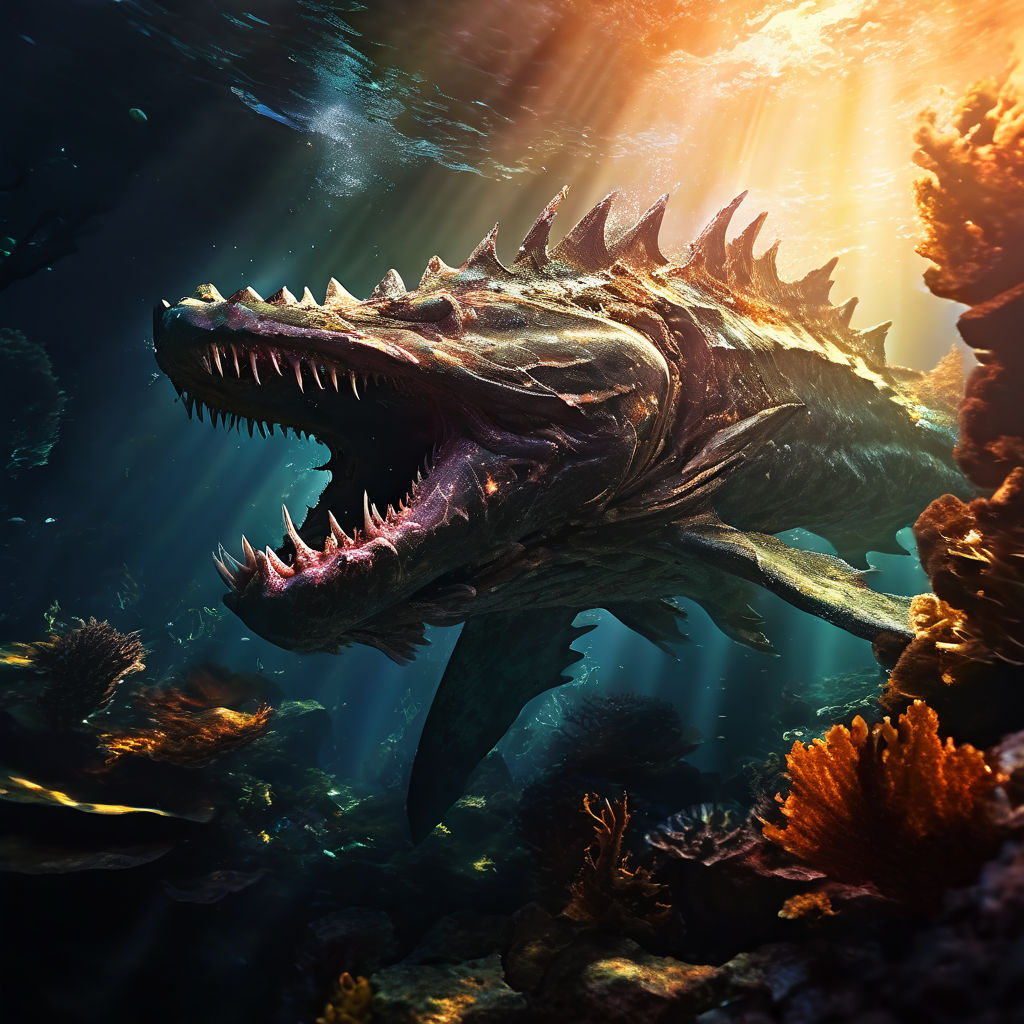 Leviathan emerging from ocean depths by Piubards SW - Playground