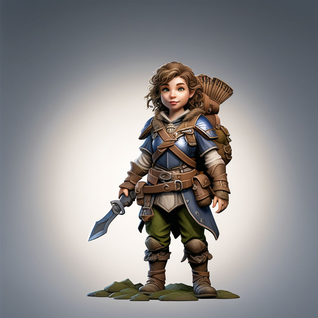 Female Halfling Ranger with a sling by Christina Degen-Müller - Playground