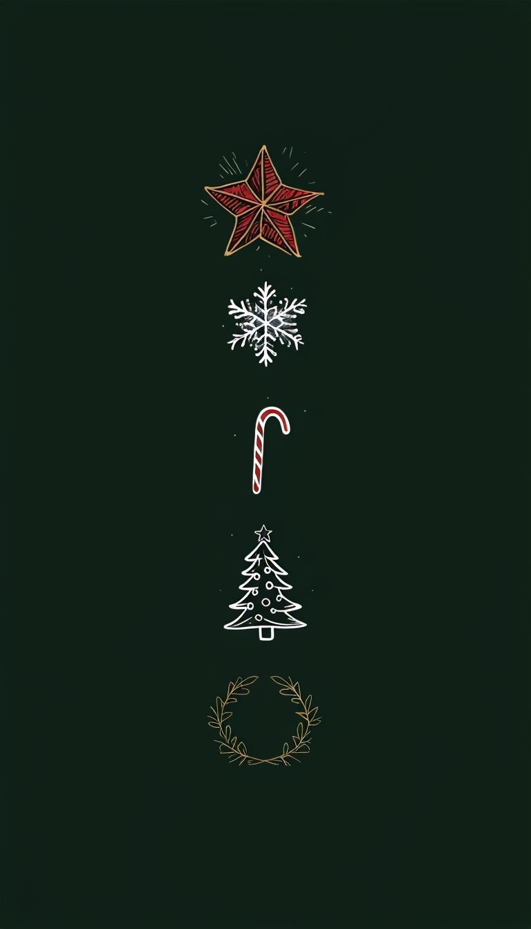 Minimalist Christmas Elements Illustration for Festive Vibes Mobile Wallpaper