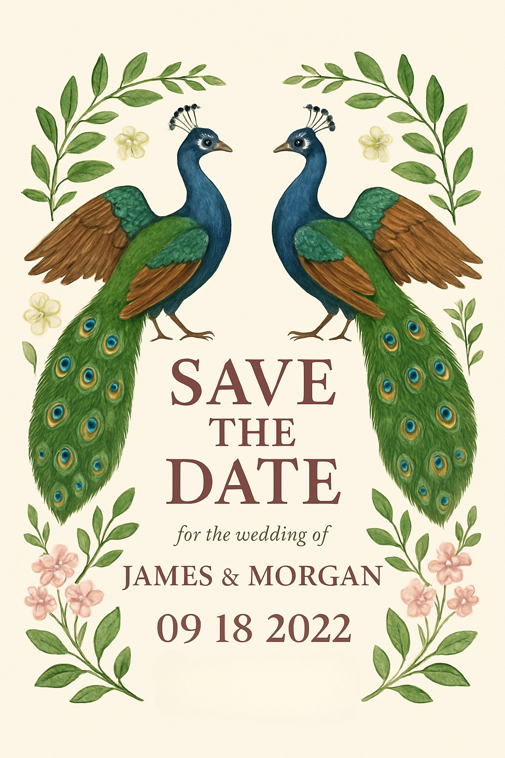 Elegant Vintage Peacock Save-the-Date Invitation Card