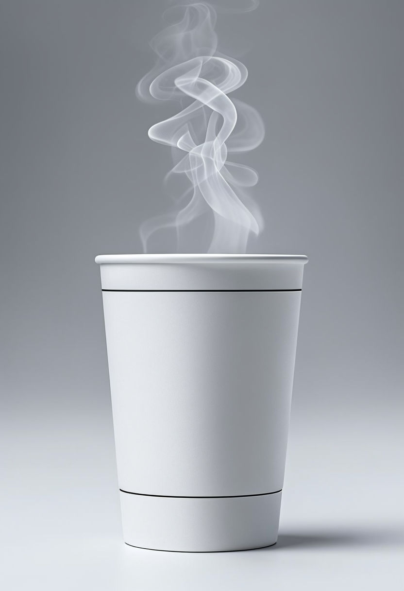 Elegant White Disposable Cup with Steam Mockup