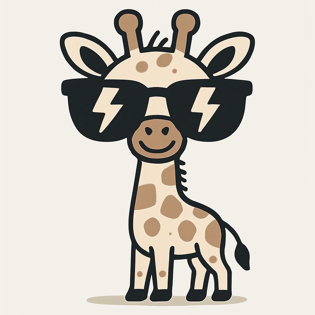 Cool Cartoon Giraffe with Sunglasses Illustration Sticker