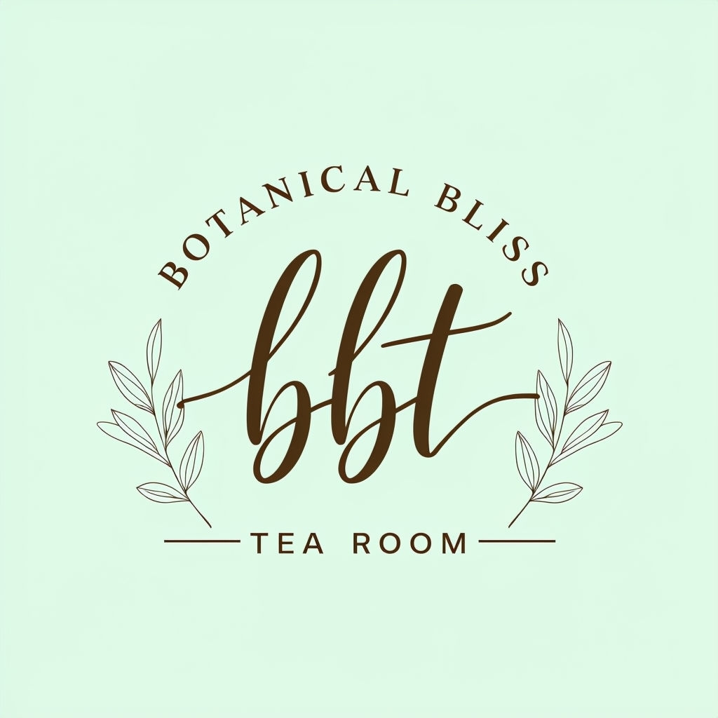 Elegant Minimalist Botanical Bliss Tea Room Logo Design