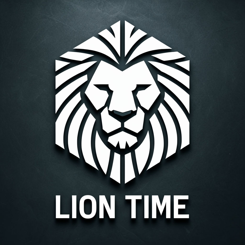 Modern Minimalist White Lion Logo Design for LION TIME