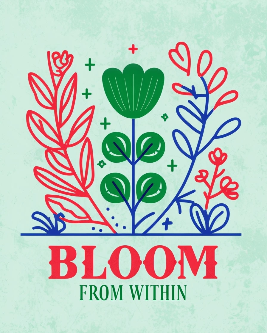 Modern Floral Bloom From Within T-Shirt Design
