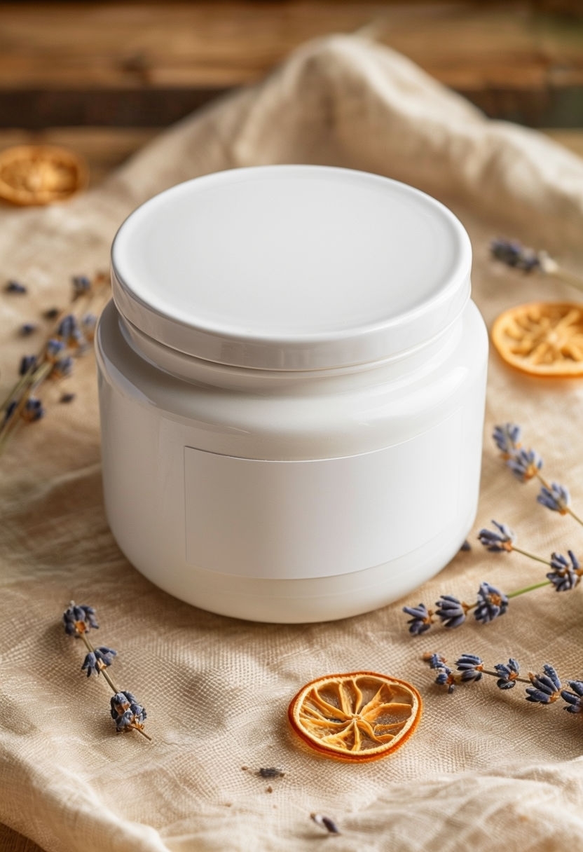 Photorealistic Blank White Ceramic Jar Mockup on Linen Fabric