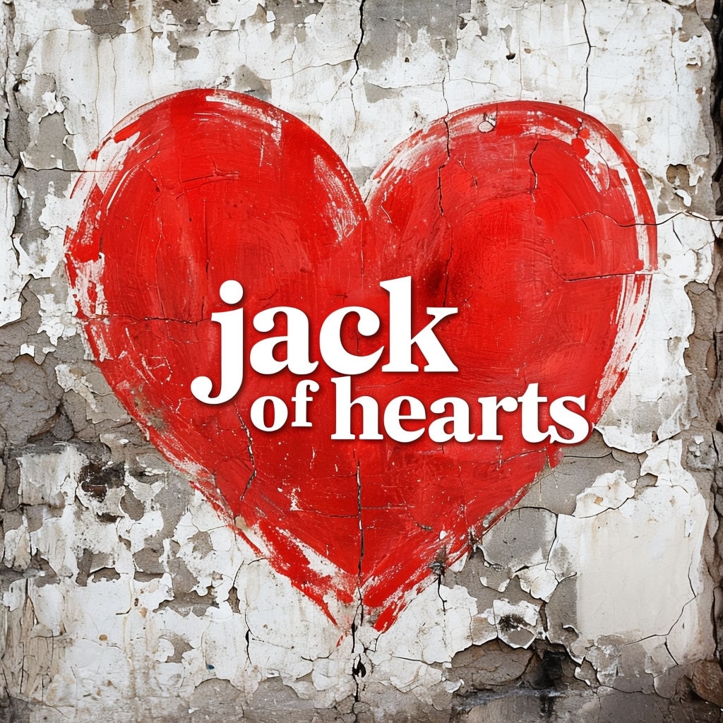 Vibrant Red Heart with 'Jack of Hearts' Text on Aged Wall Spotify Album Cover