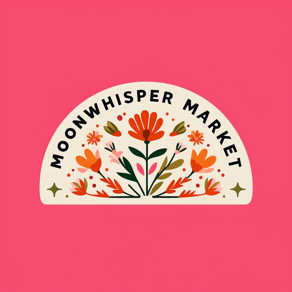 Modern Minimalist Moonwhisper Market Emblem Logo