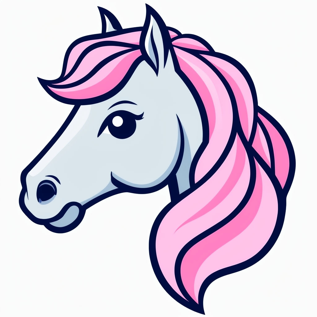 Cute Cartoon Horse Head Illustration with Pastel Mane Sticker