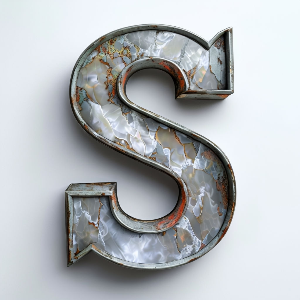 Elegant Metallic and mother of pearl Letter S Monogram Art