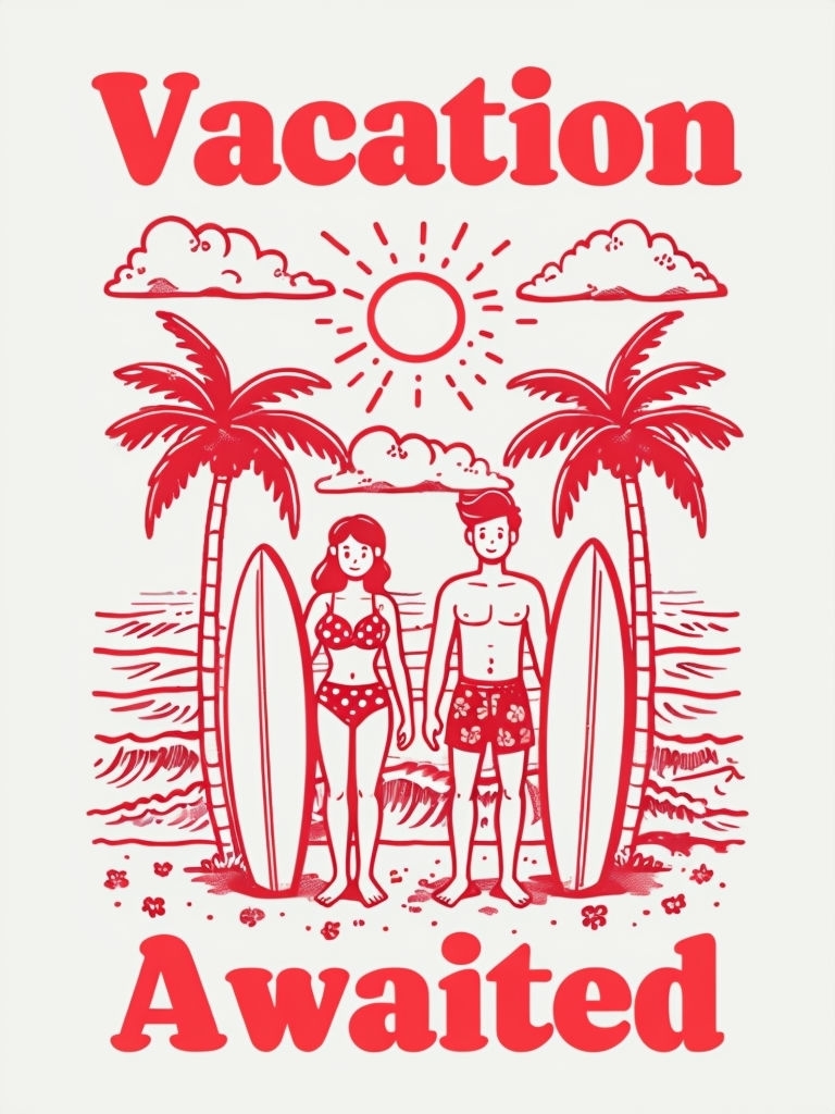 Tropical Beach Vacation Awaited Cartoon T-Shirt