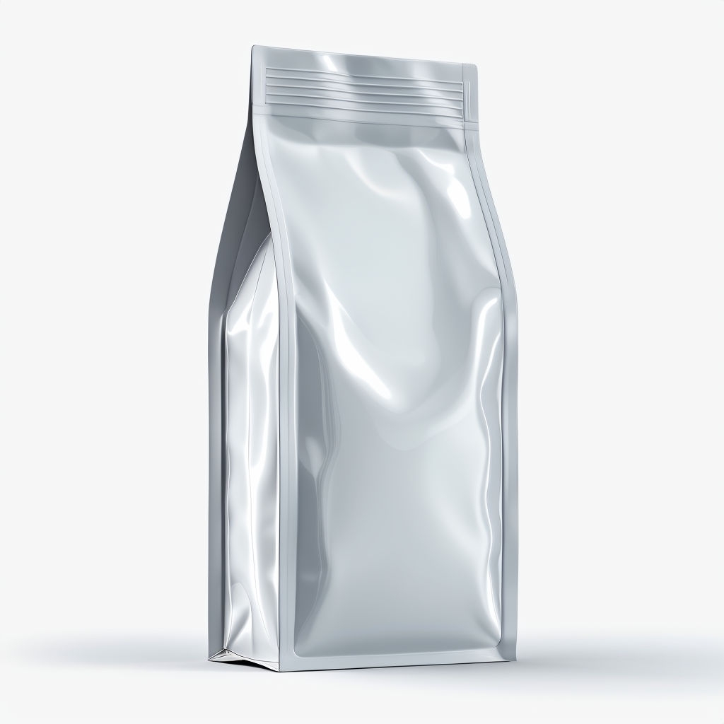 Minimalist Glossy White Coffee Bag Packaging Mockup