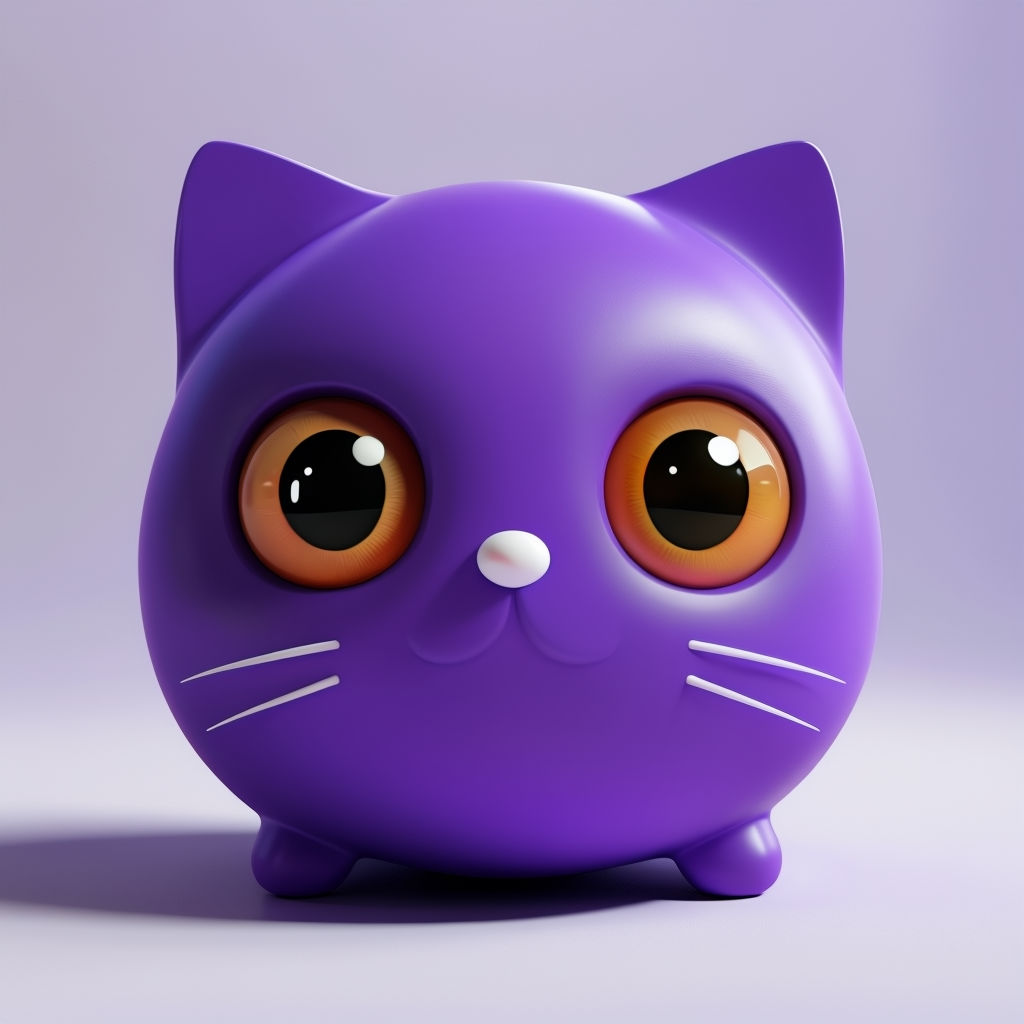 Vibrant Purple Cat Toy 3D Rendering Art