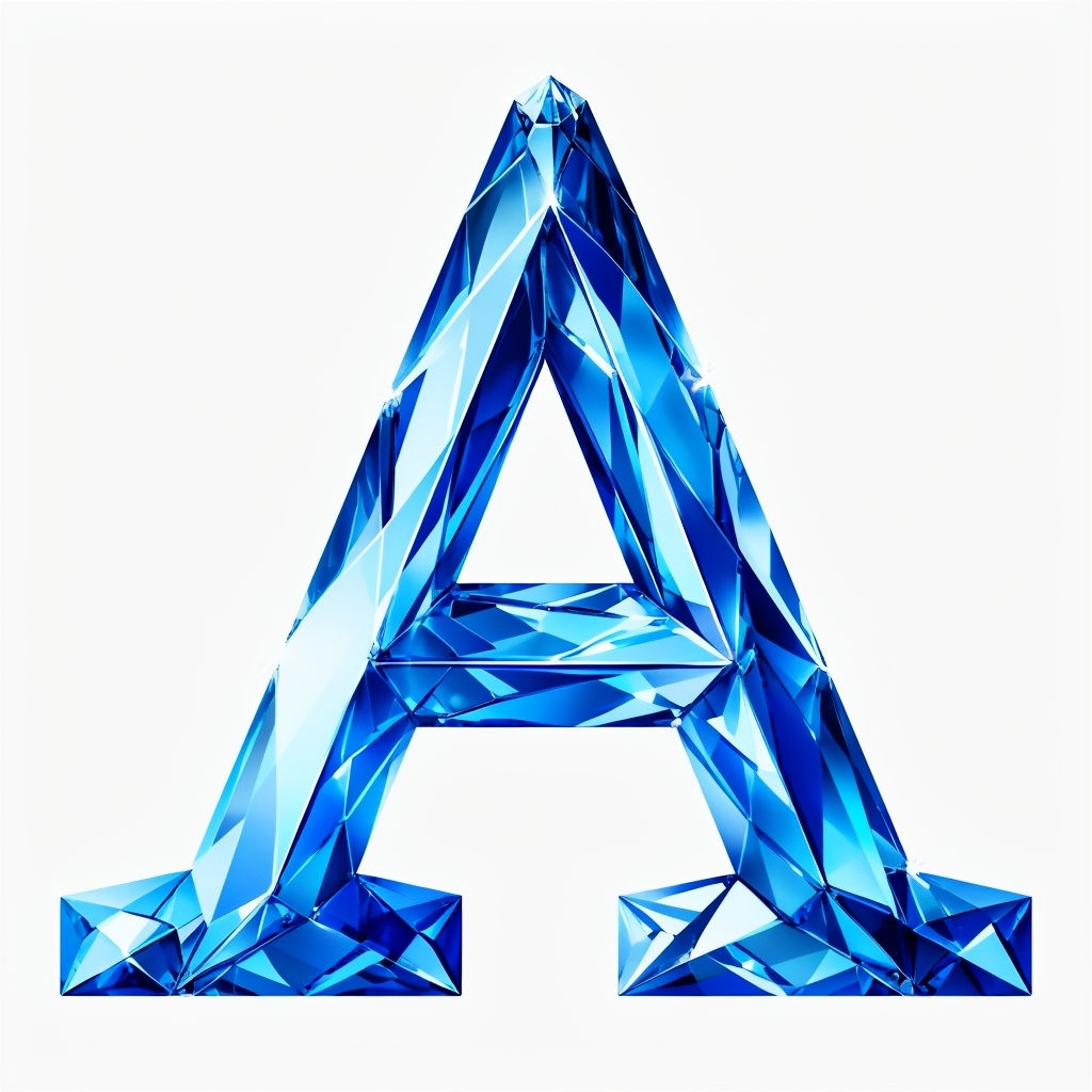 Sapphire Blue Crystal Letter A Monogram Design Sticker