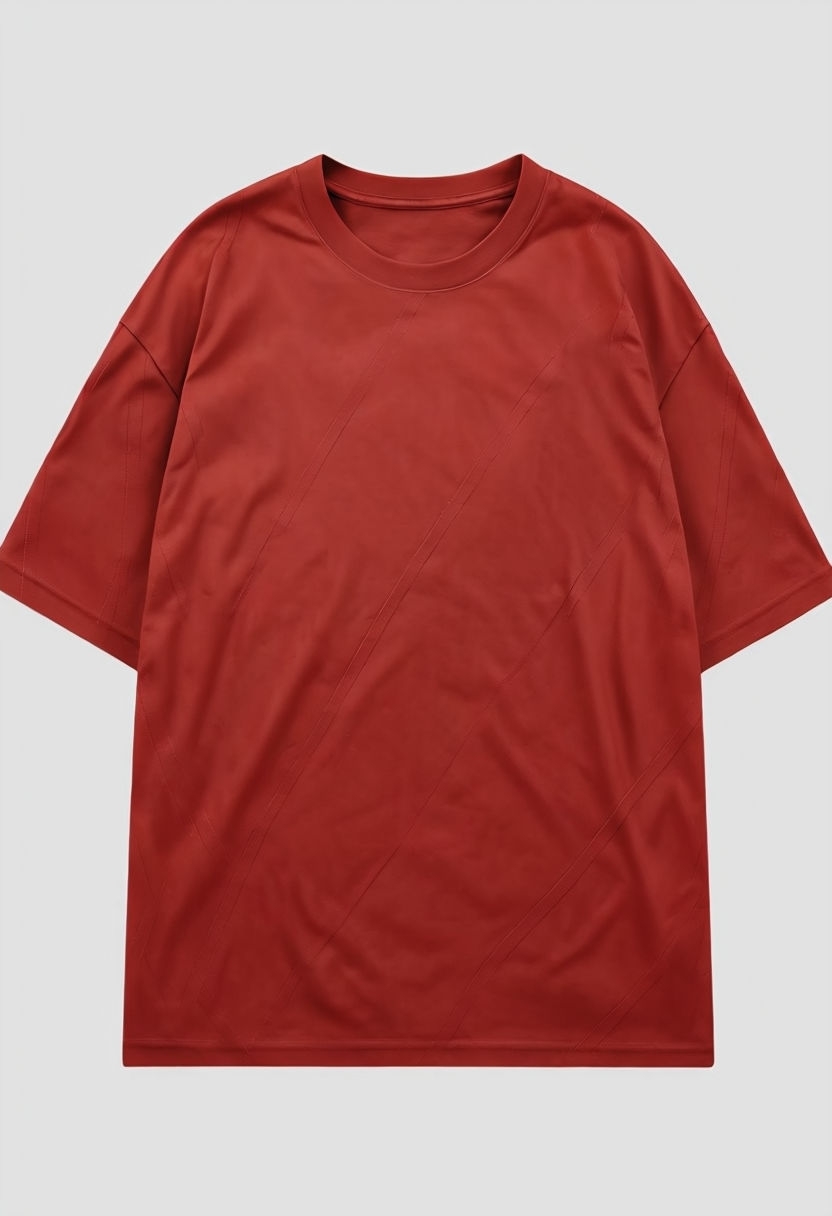 Oversized Red T-Shirt Flat Product Photography Mockup