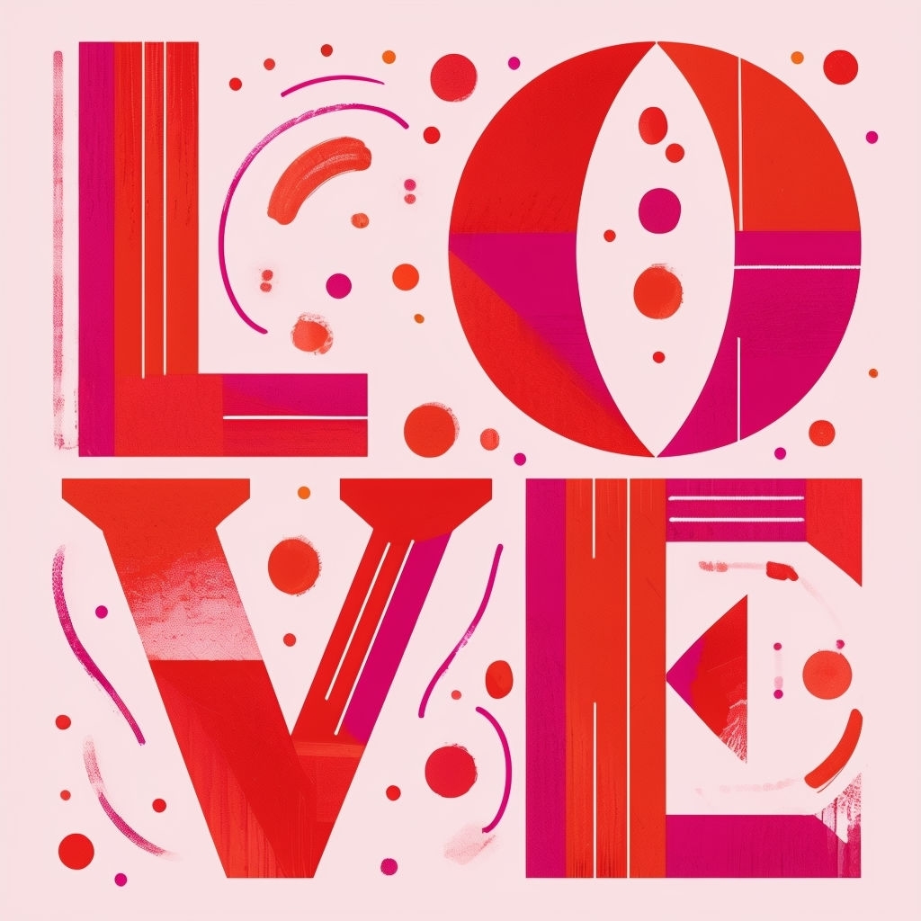 Vibrant LOVE Typography Pattern on Light Pink Background Seamless Pattern