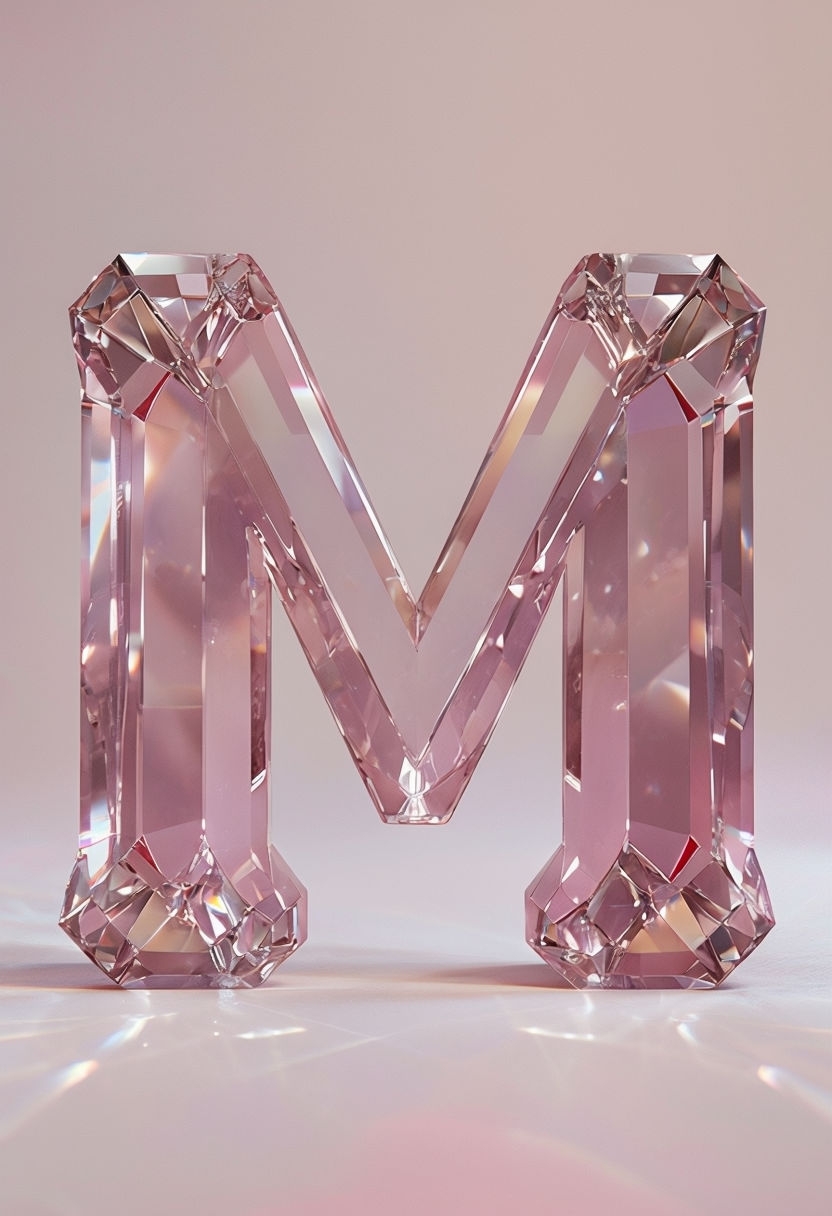 Elegant Pink Crystal Letter M Art Piece Monogram