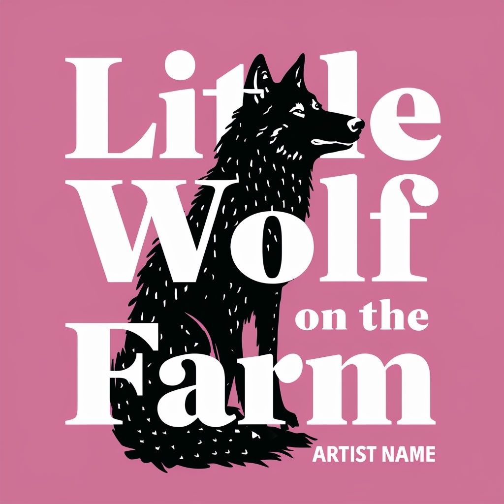 Minimalist Black Wolf Illustration on Pink Background Cover for Spotify Album Cover