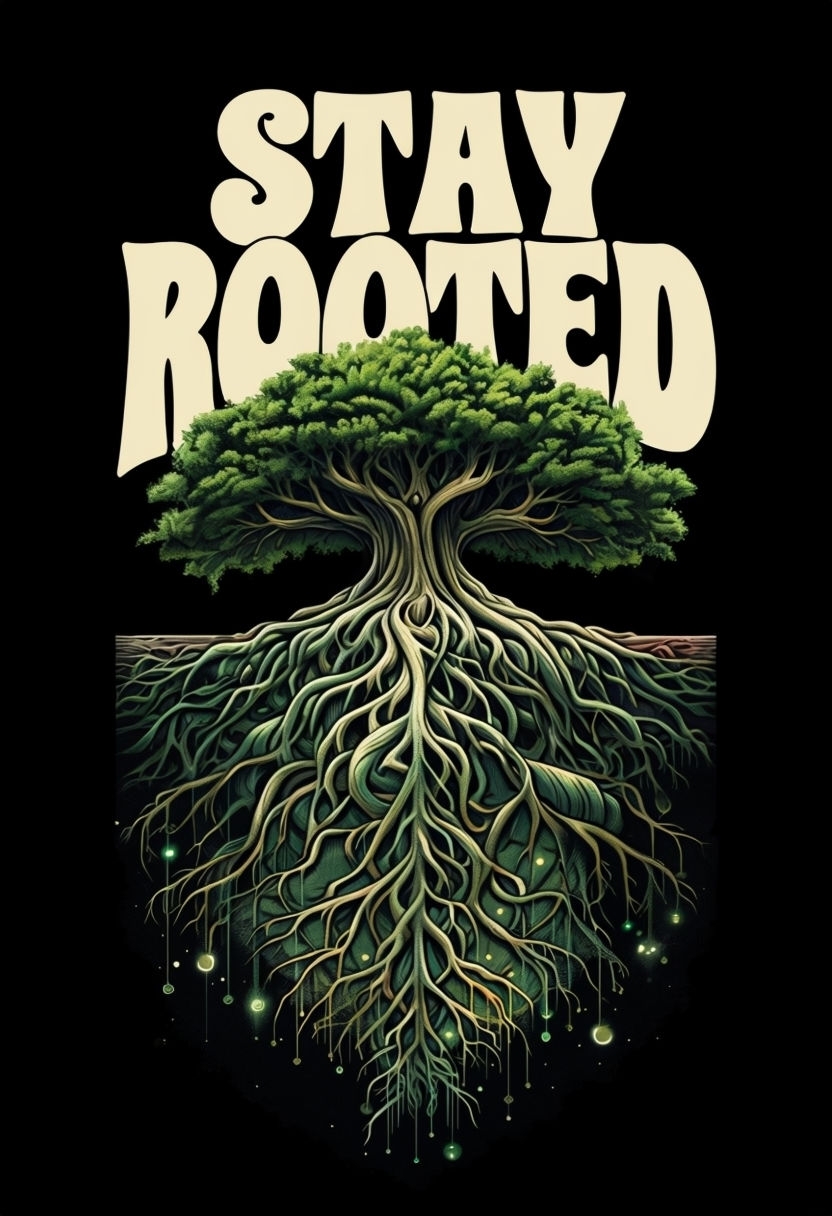 Stay Rooted Motivational Tree Illustration Poster