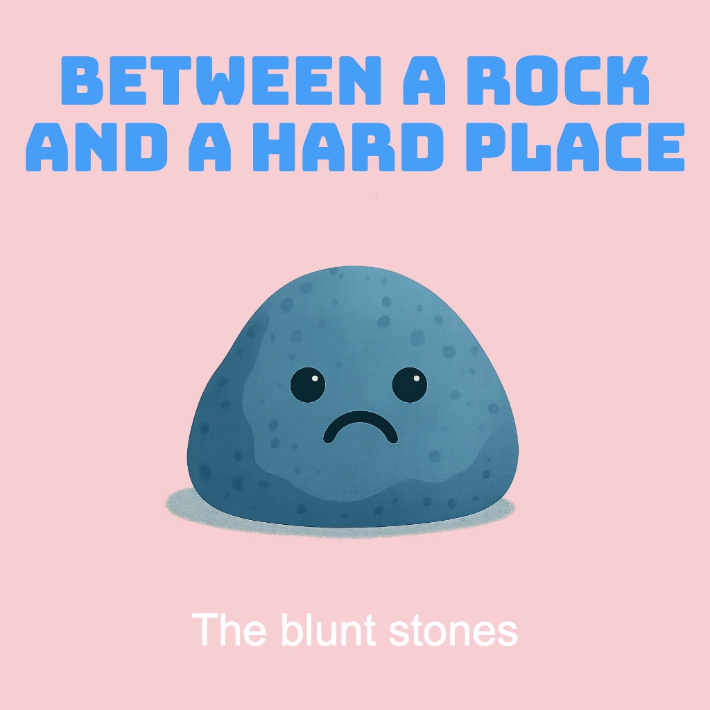 Sad Cartoon Rock Character with Text for Album Cover Design Spotify Album Cover