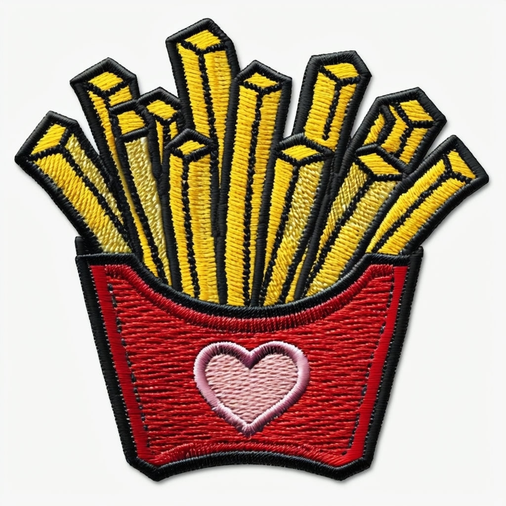 Embroidered French Fries Patch Design for Fun Hats