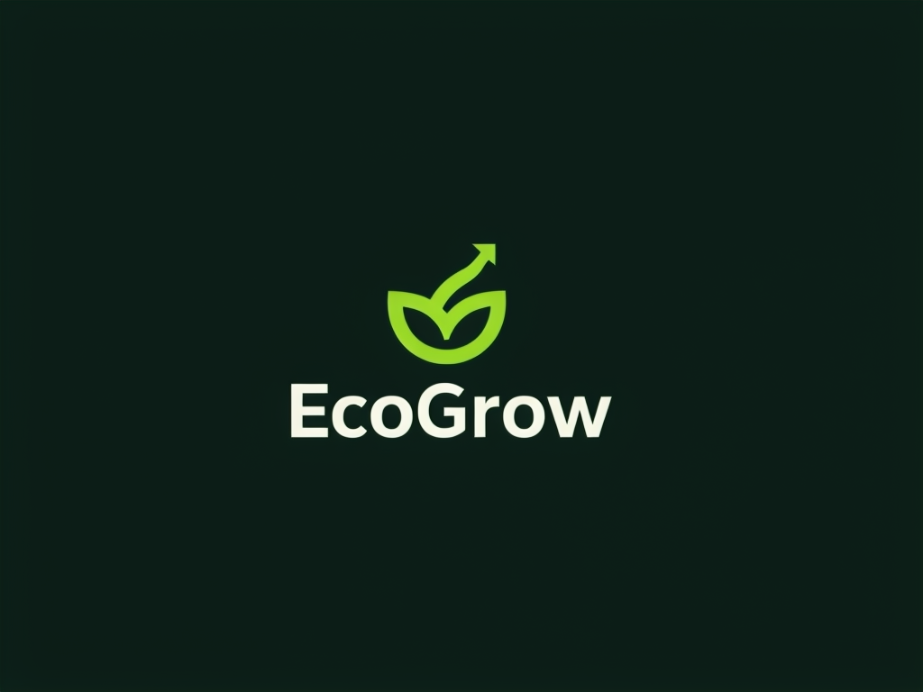 Minimalist Dark Green EcoGrow Leaf Logo