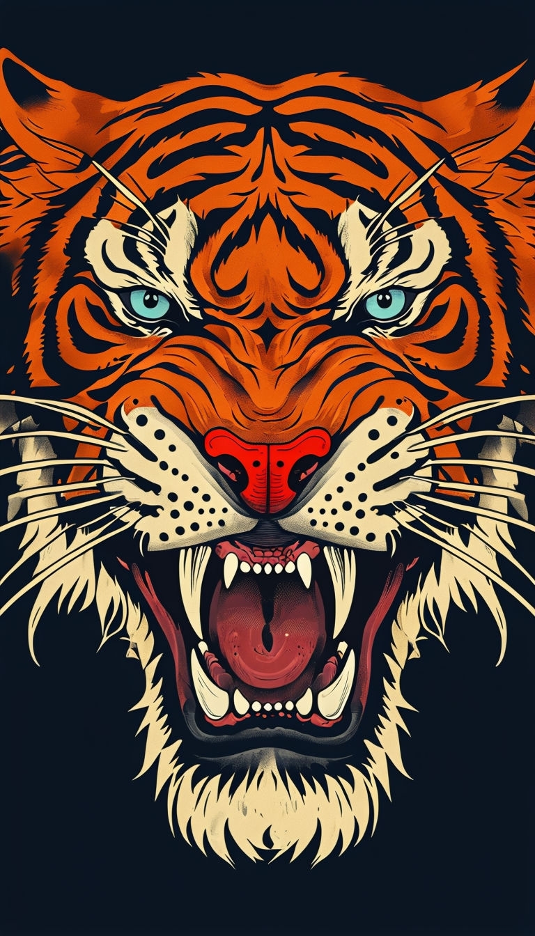 Fierce Tiger Face Illustration for Bold Phone Case Cover