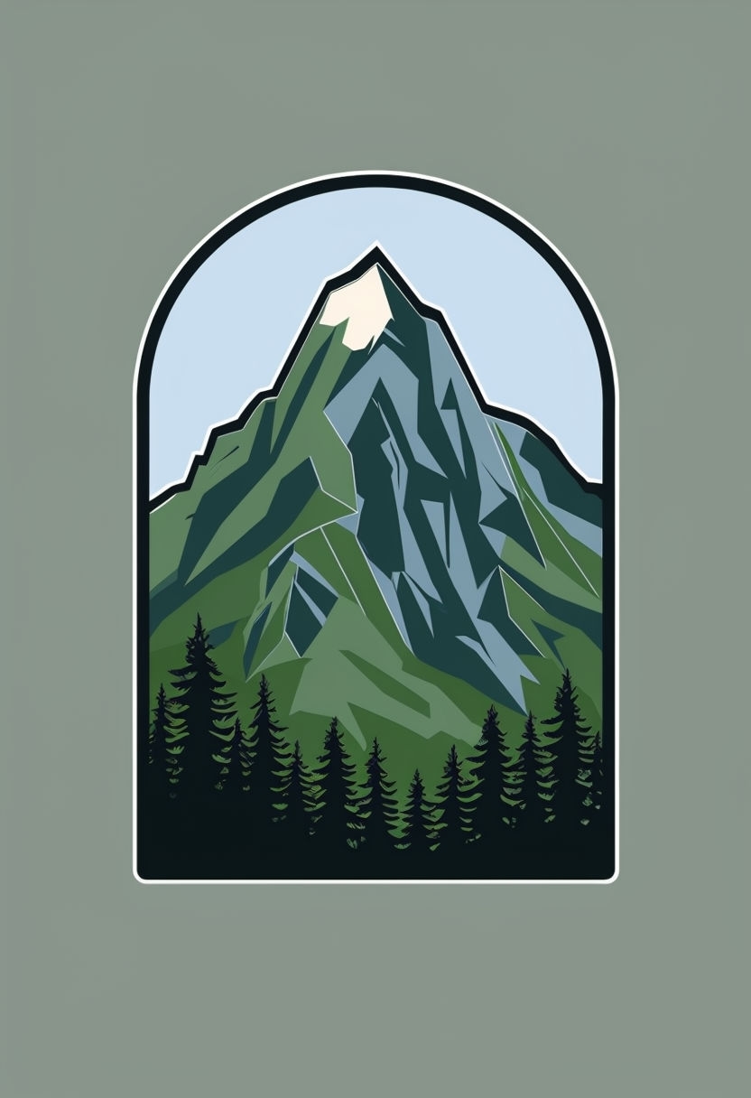 Majestic Mountain Peak Arched Window Design T-Shirt