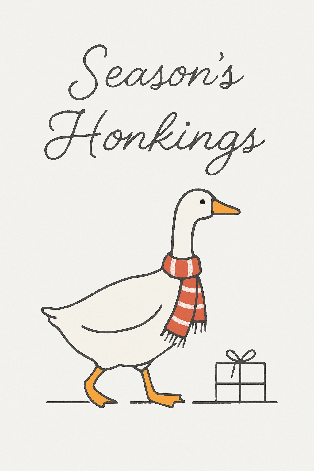 Season's Honkings Minimalist Goose Illustration Card