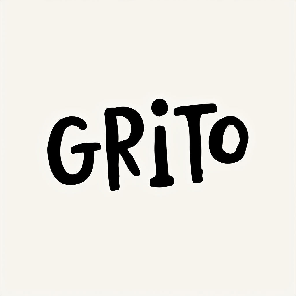 Playful Hand-Drawn Grito Typography on Off-White Background Logo