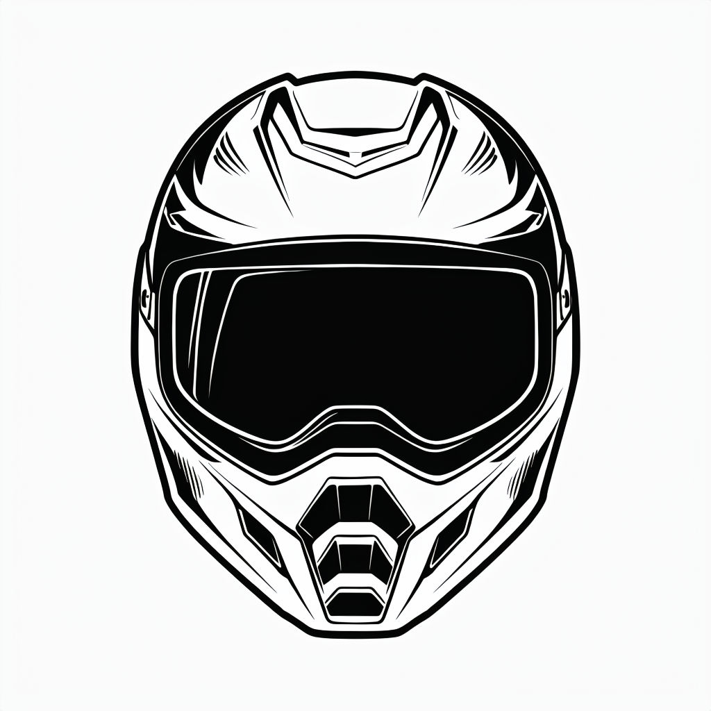 Minimalist Black and White Motorcycle Helmet Line Drawing Sticker