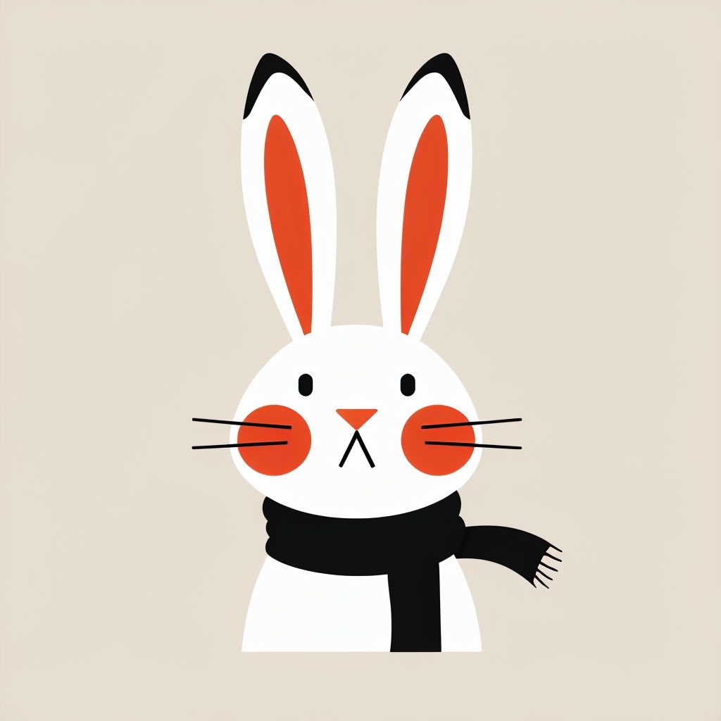 Minimalist Cute White Rabbit Illustration T-shirt