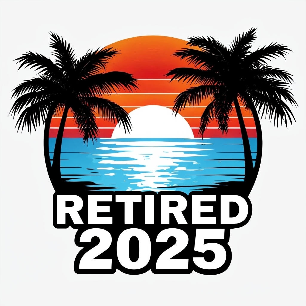 Tropical Sunset Retirement 2025 Graphic T-Shirt