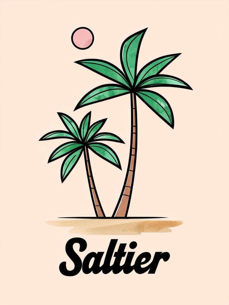 Minimalist Palm Trees with Saltier Text T-Shirt