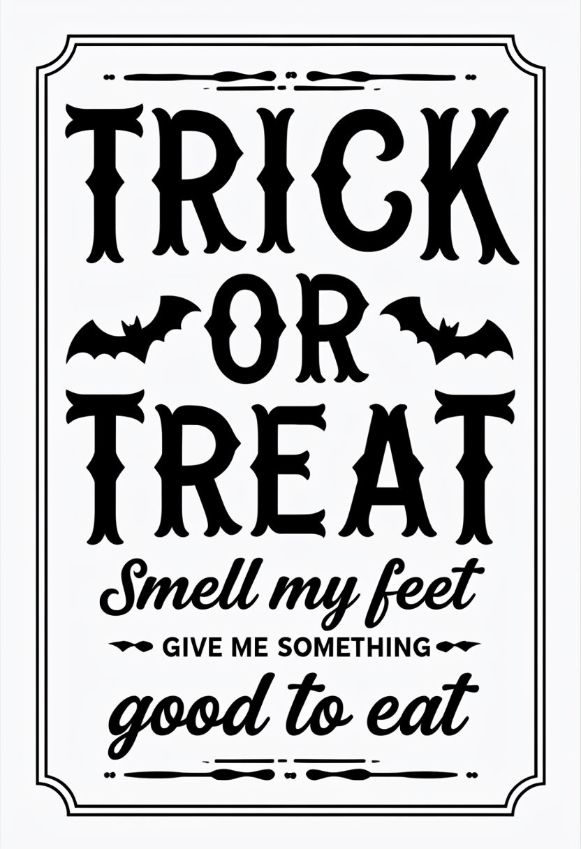 Vintage Halloween Trick or Treat Sign with Bats and Festive Text Poster