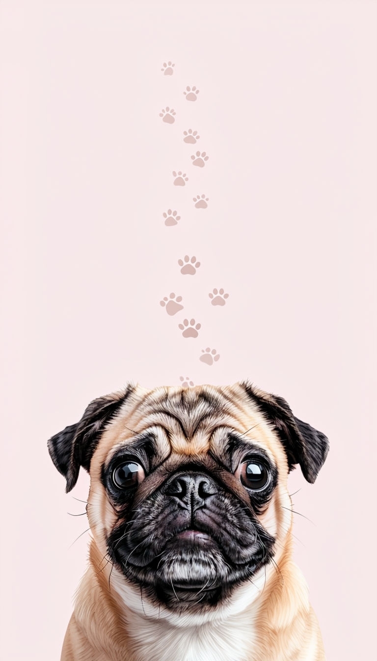 Playful Pug Dog Illustration on Soft Pink Background Phone Case Cover