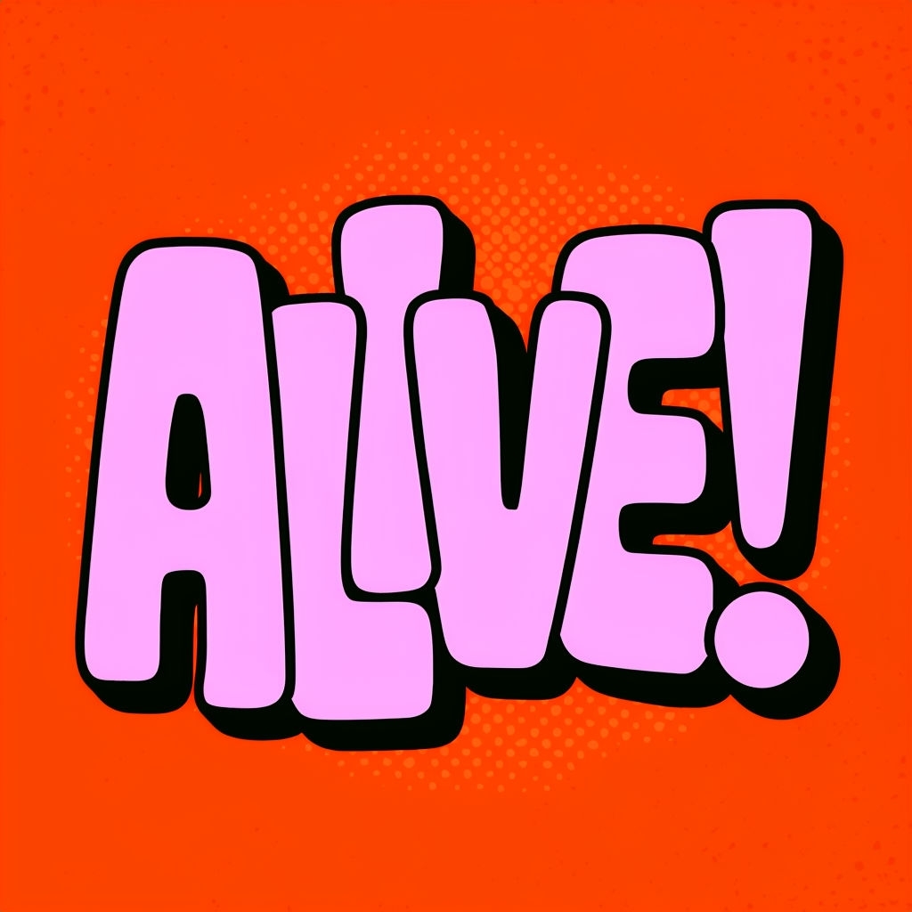 Vibrant Retro Pop Art ALIVE Text Design T-Shirt