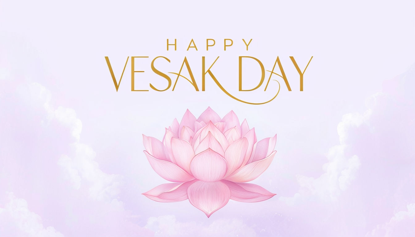 Serene Happy Vesak Day Lotus Flower Social Media Post