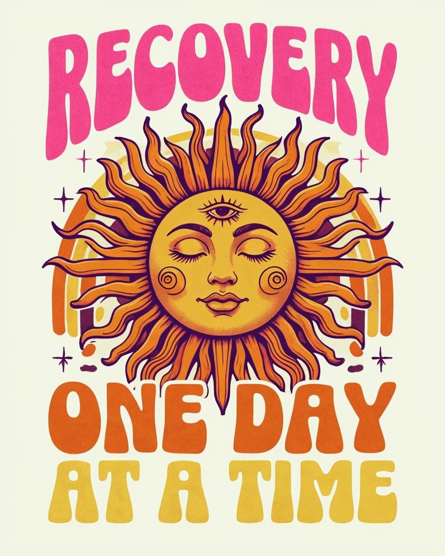 Serene Sun-Faced Character Motivational Recovery Poster