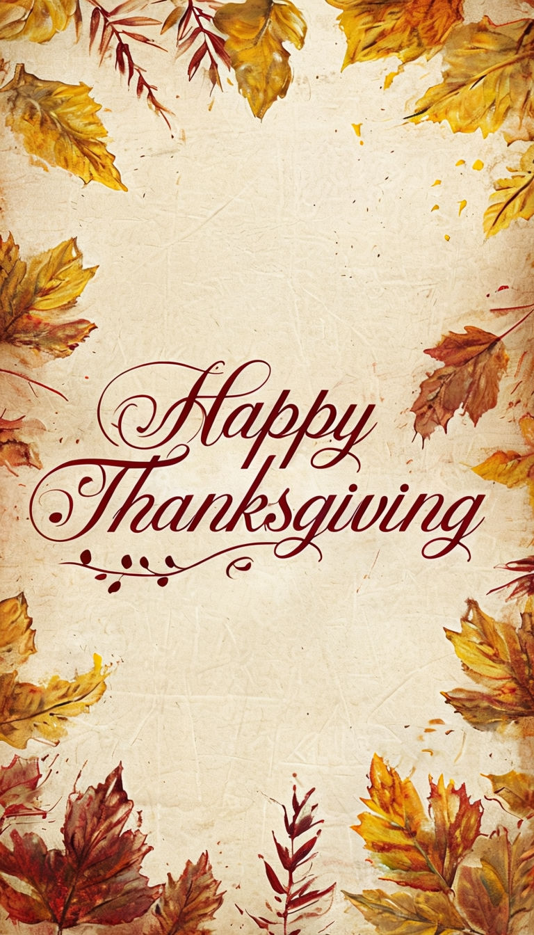 Elegant Vintage Thanksgiving Greeting Mobile Wallpaper