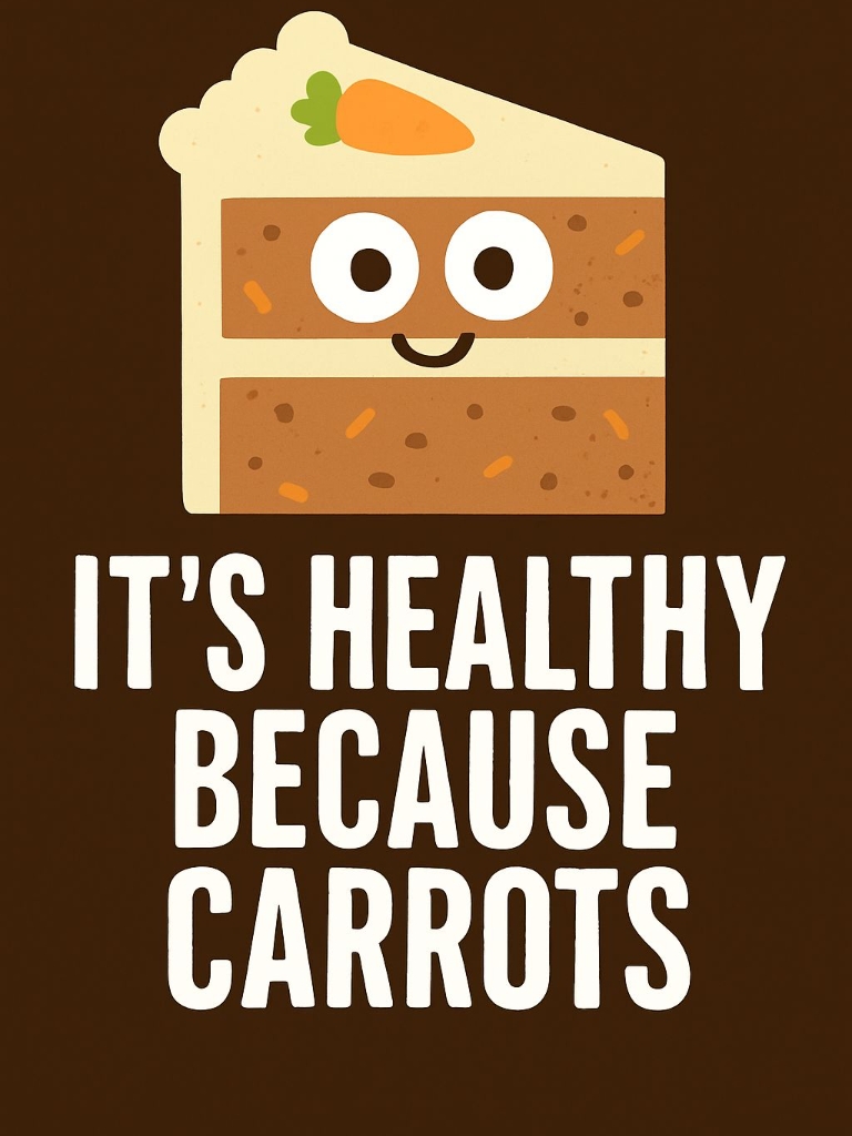 Playful Cartoon Carrot Cake Illustration with Cheerful Text Poster