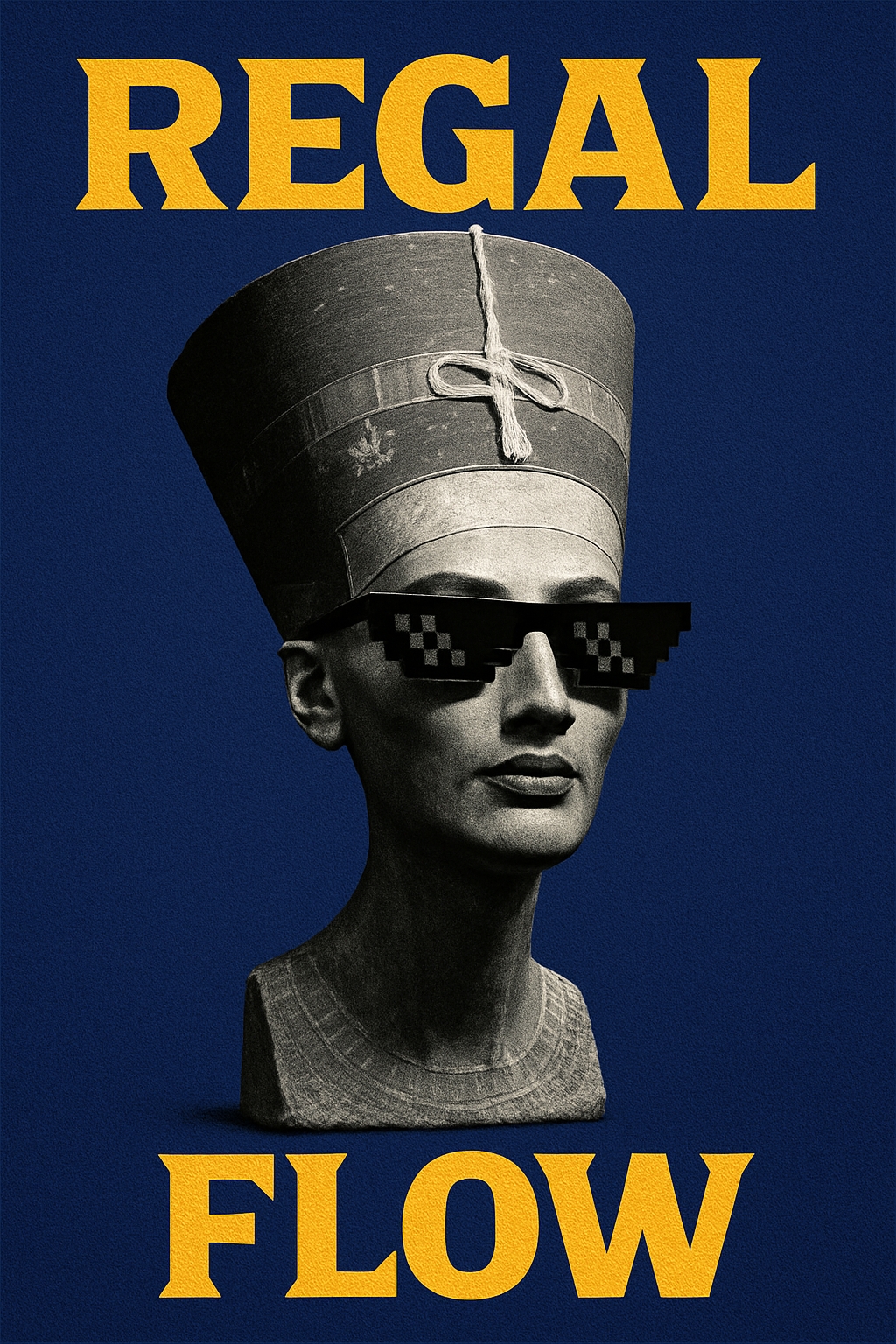Grayscale Egyptian Bust with Regal Text Art Poster