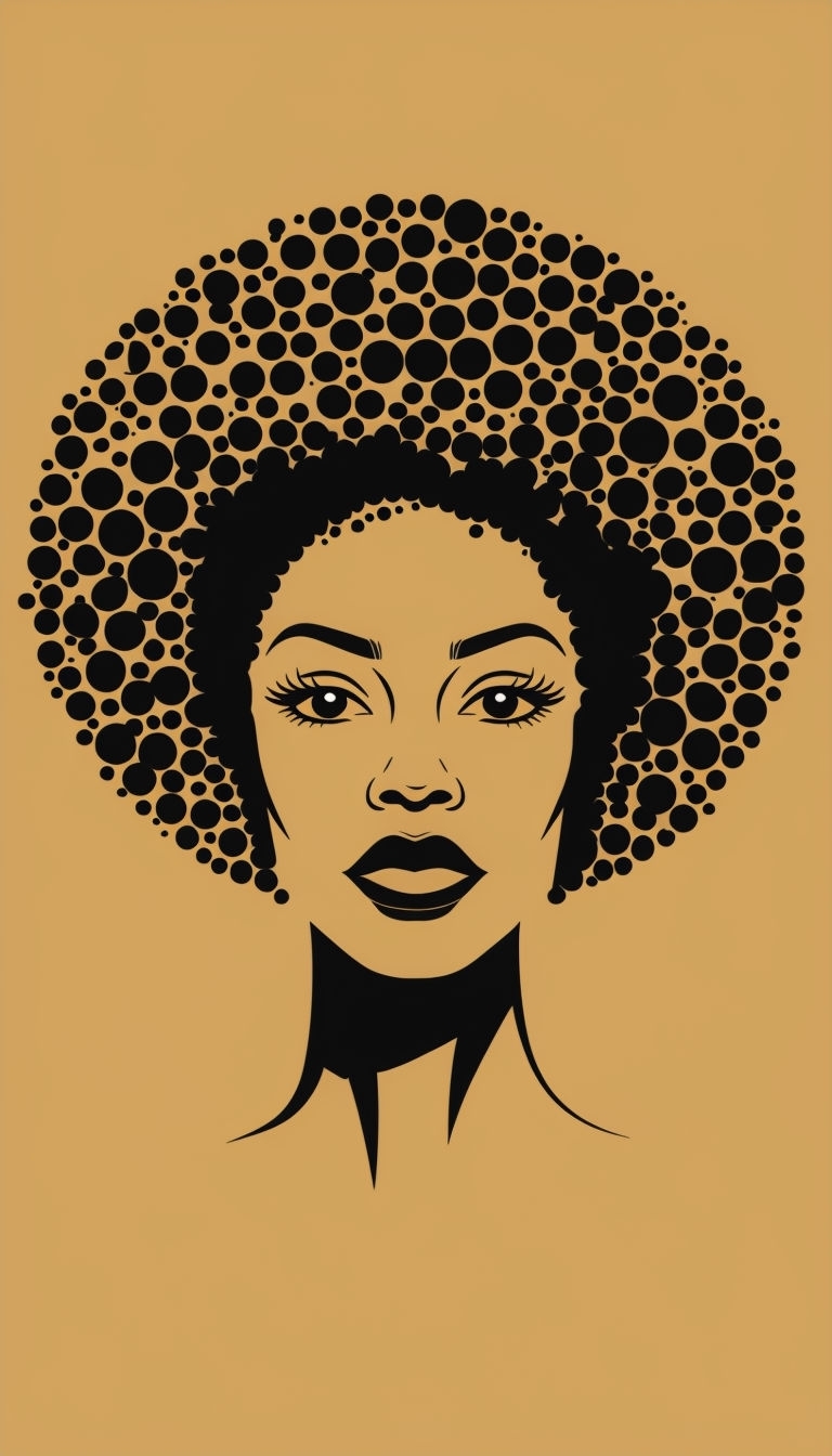 Minimalist Afro Woman Portrait with Black Circular Hair Phone Case Cover