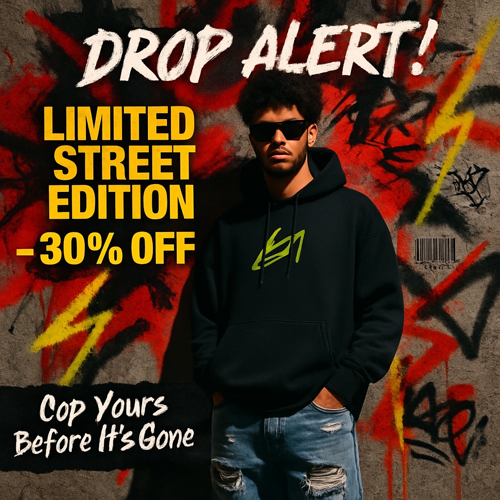 Urban Fashion Drop Alert Promotion with Graffiti Art Ads