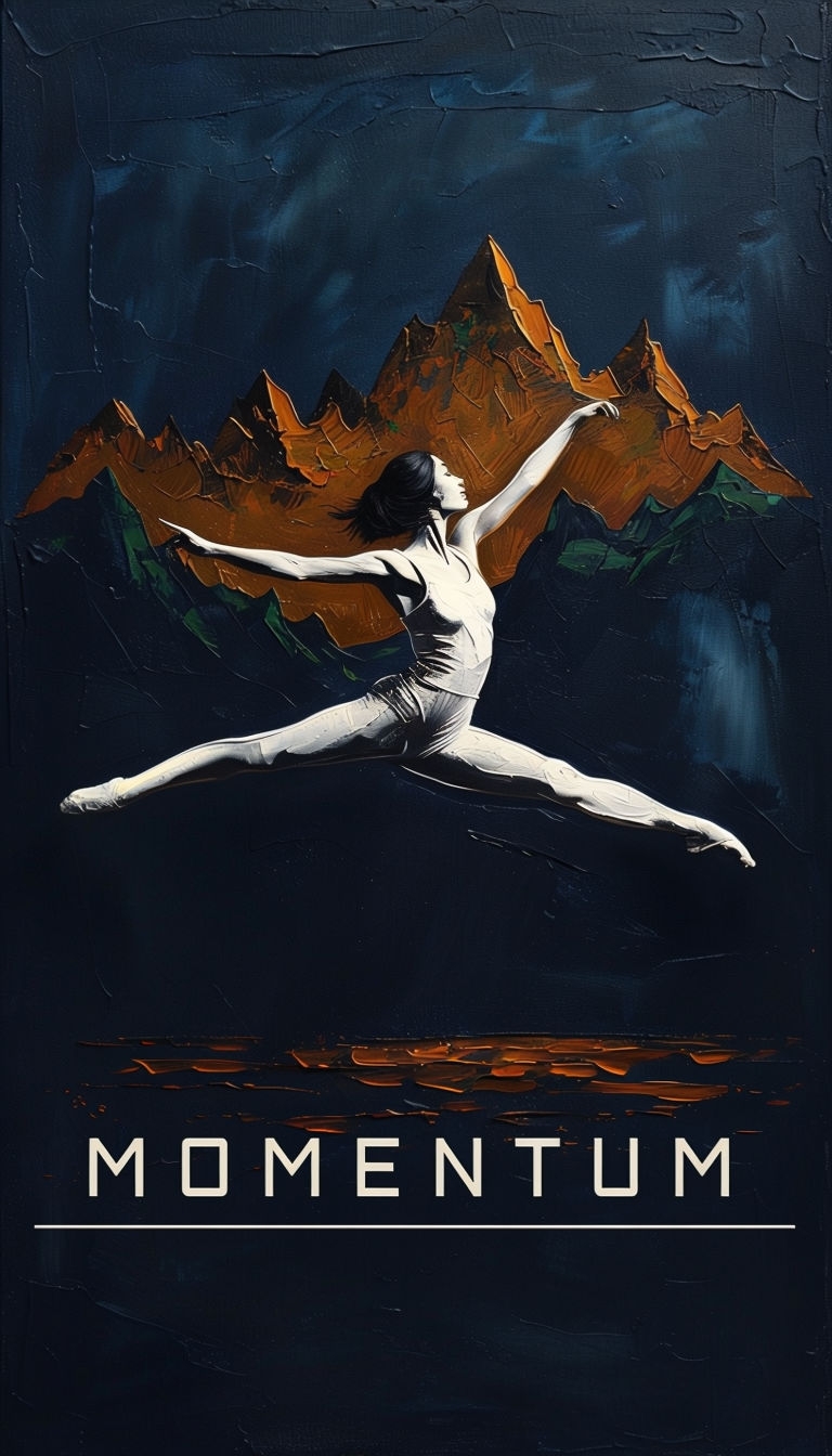 Dramatic Silhouette Dancer Moment Oil Painting on Canvas Poster