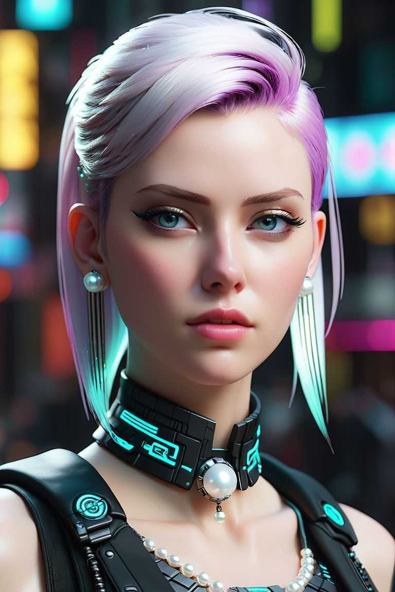 Female V from cyberpunk doing an close up cute pose for the camera