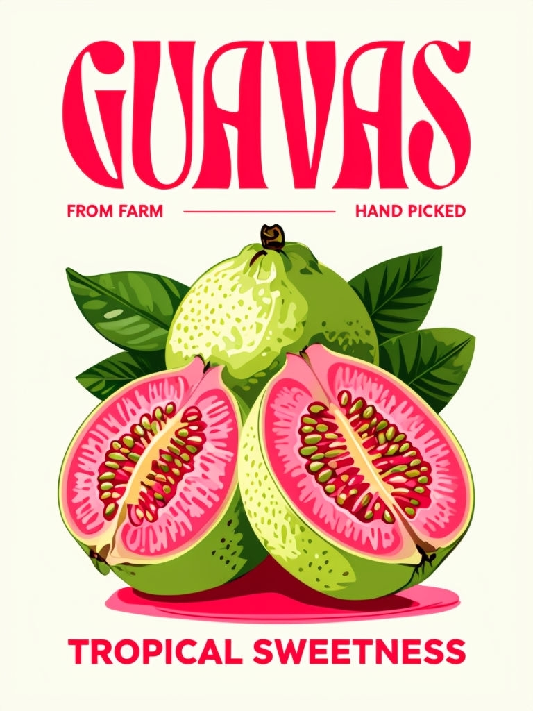 Vibrant Guava Vector Illustration with Tropical Sweetness Poster