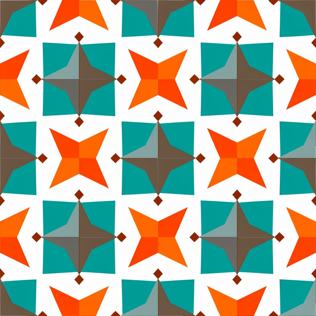 Vibrant Geometric Star and Hexagon Pattern Design Seamless Pattern